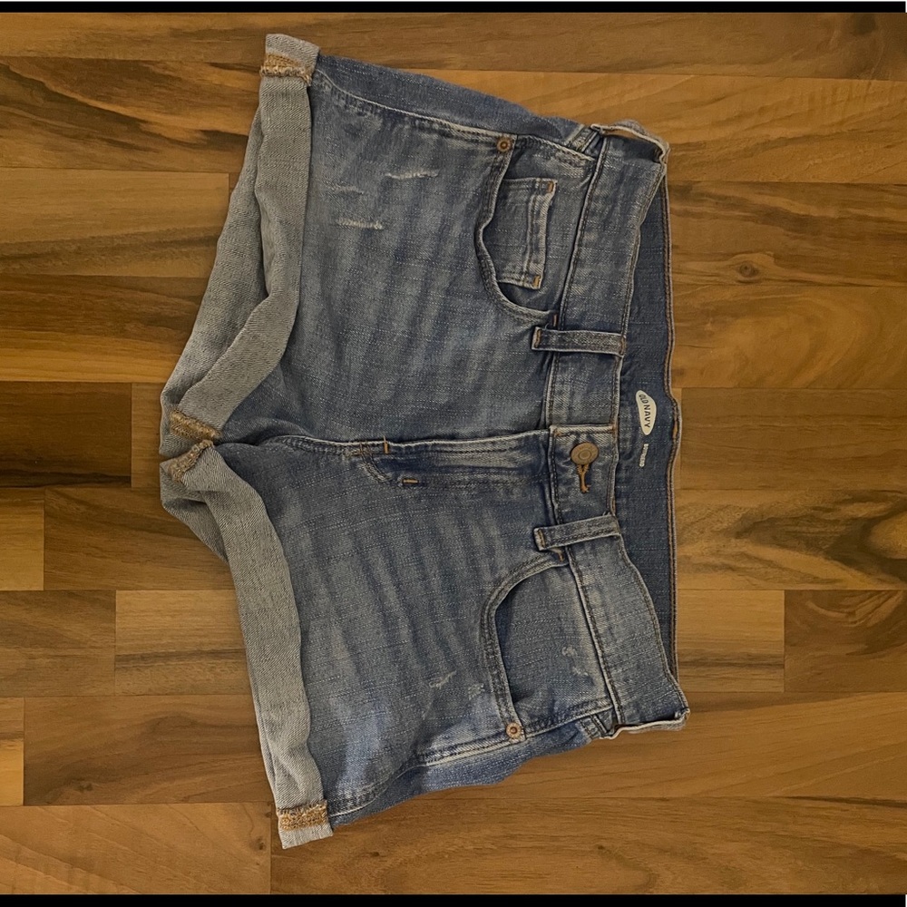 Old navy. Blue denim shorts. High waisted
